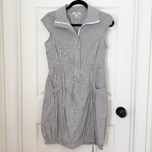Women Vertigo Striped Sleeveless Shirt Dress in Black and White Extra Small
